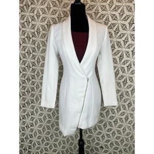 Tobi White Asymmetrical Long Tuxedo Dress/Blazer